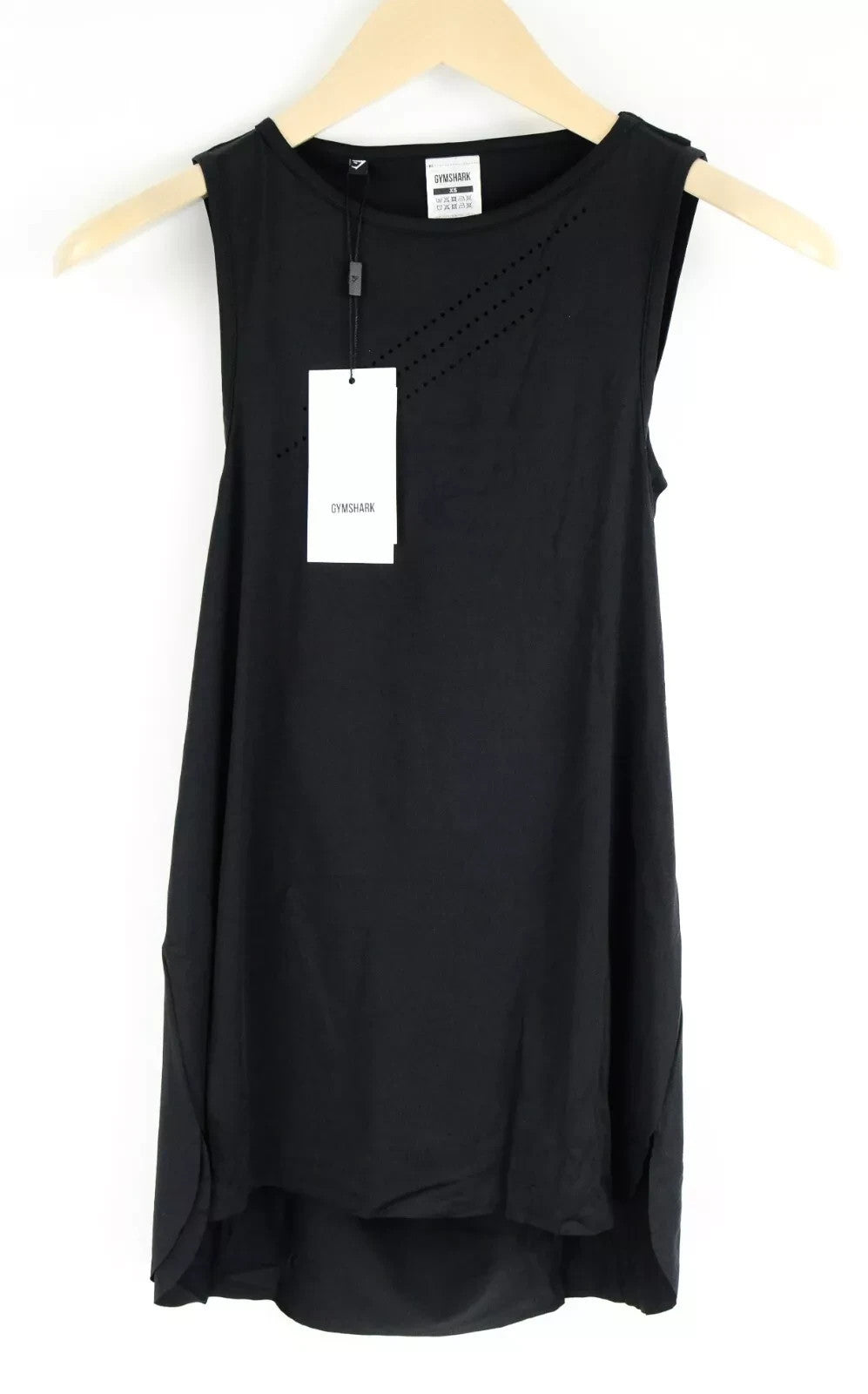 GYMSHARK Women's Tank XS Black Laser Cut Lightweight Breathable Gym Top