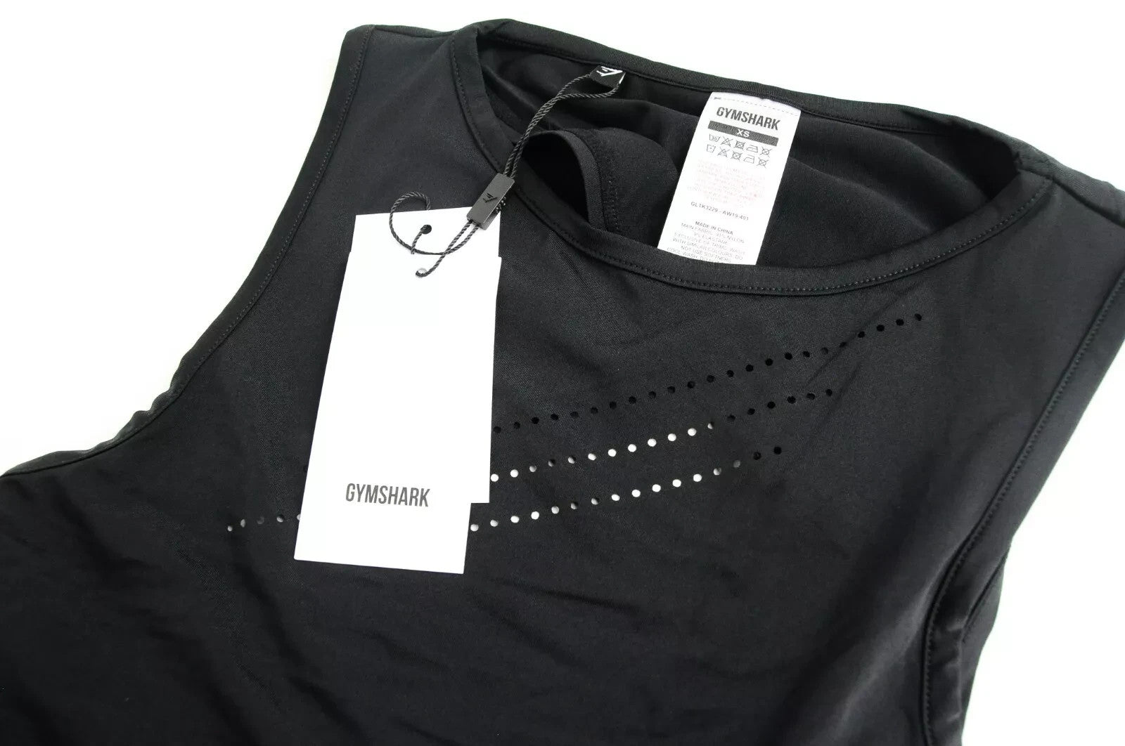 GYMSHARK Women's Tank XS Black Laser Cut Lightweight Breathable Gym Top