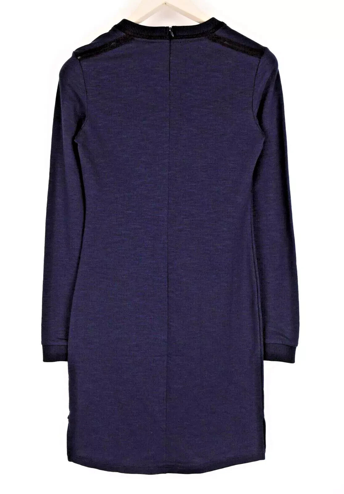 MAISON SCOTCH Women Dress S Navy Stretch Cotton Blend Knee Length Long Sleeve