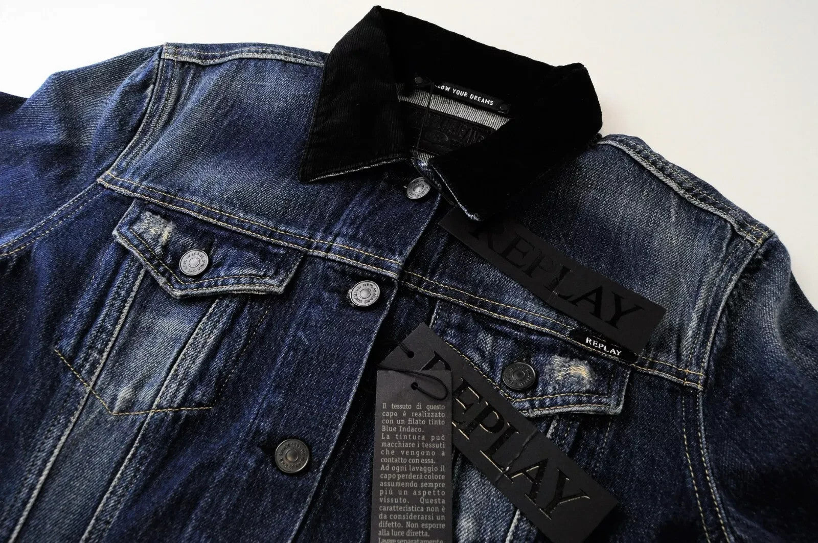 REPLAY Women's Denim Jacket XS Blue Washed Cotton Lightweight Long Sleeve