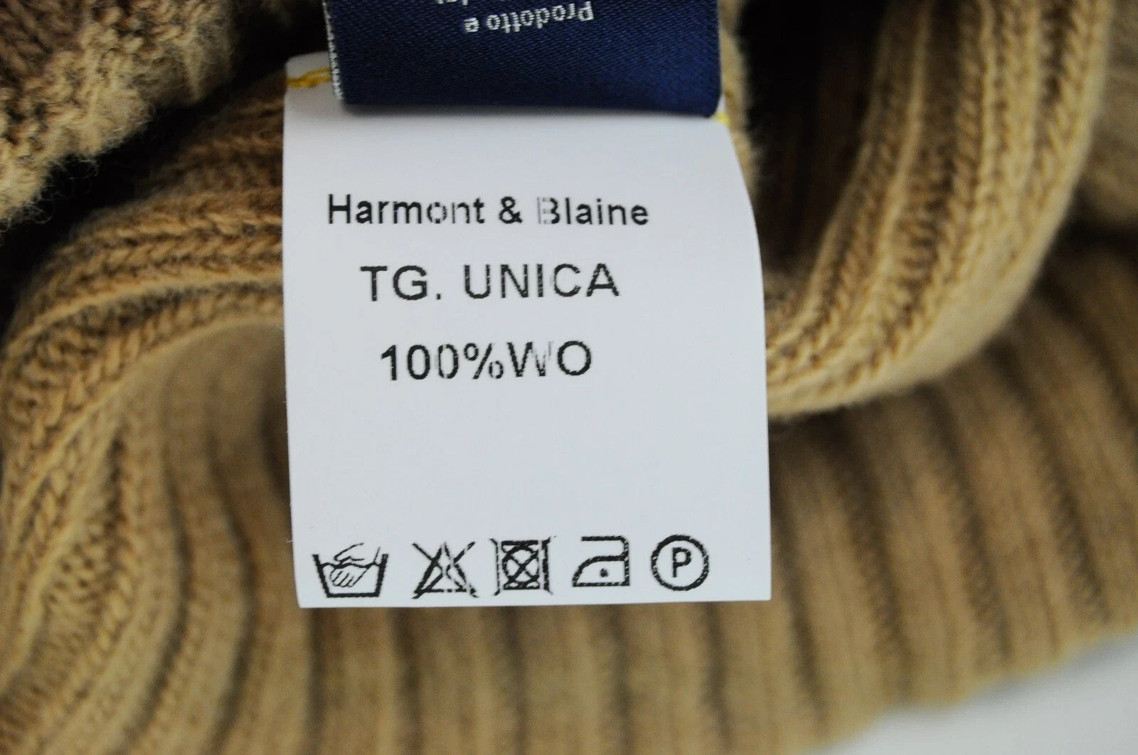 HARMONT & BLAINE Men's Beanie OS Brown Wool Knit Logo Winter Unisex Hat