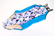 SWEATY BETTY Aquaglide Women's Swimsuit M Blue Printed Stretch One Piece
