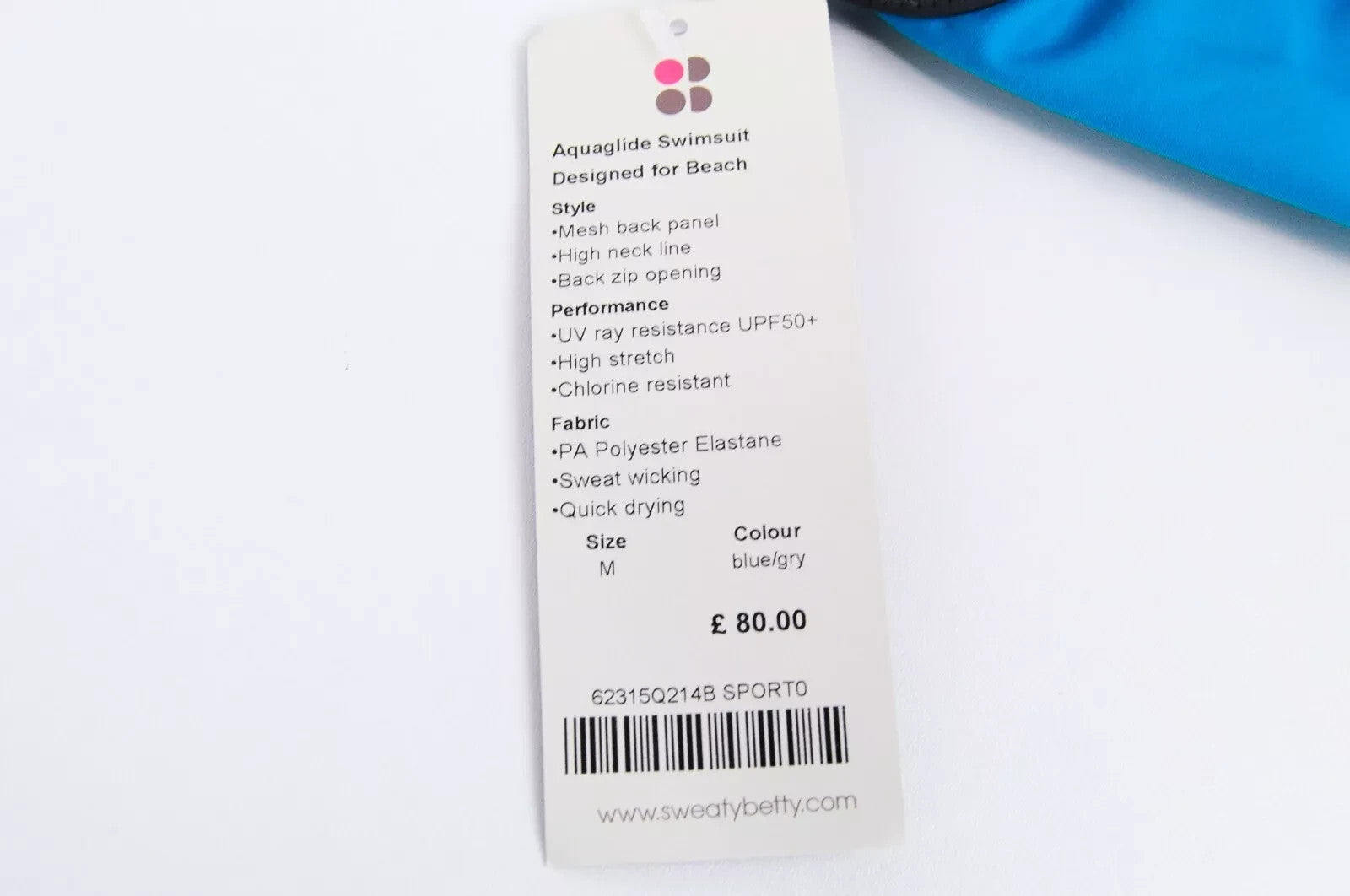 SWEATY BETTY Aquaglide Women's Swimsuit M Blue Printed Stretch One Piece