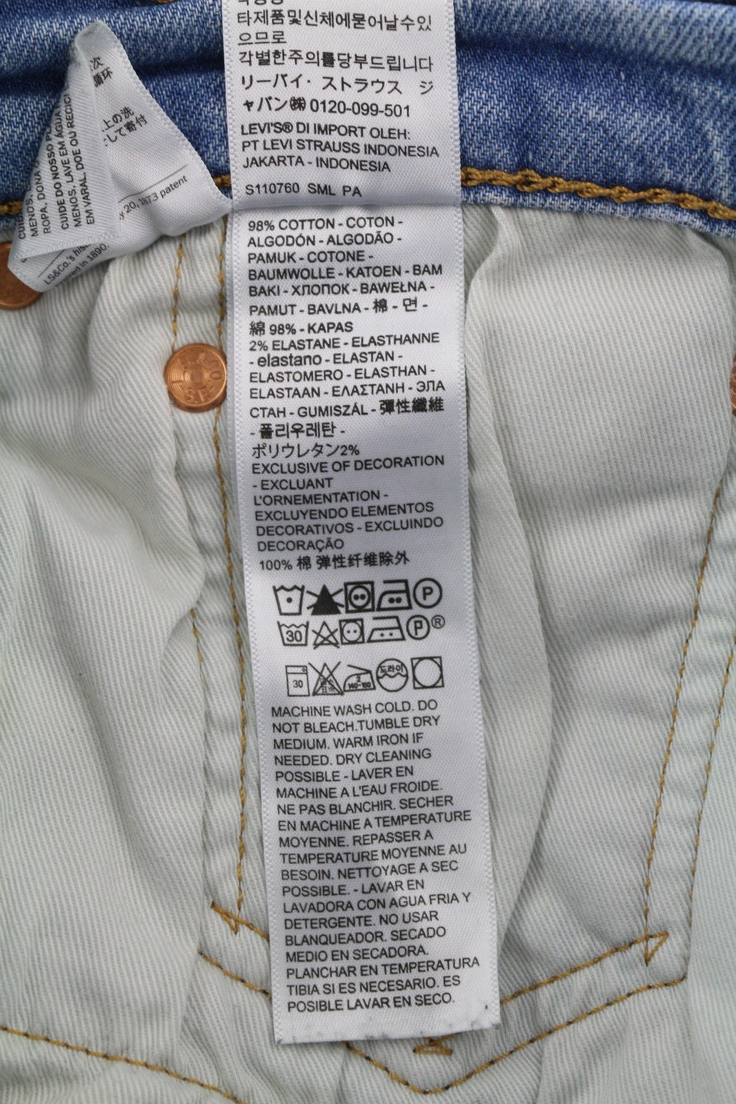 LEVI'S 512 Men's Jeans W32/L34 Washed Blue Slim Taper Big E Denim Zip Fly