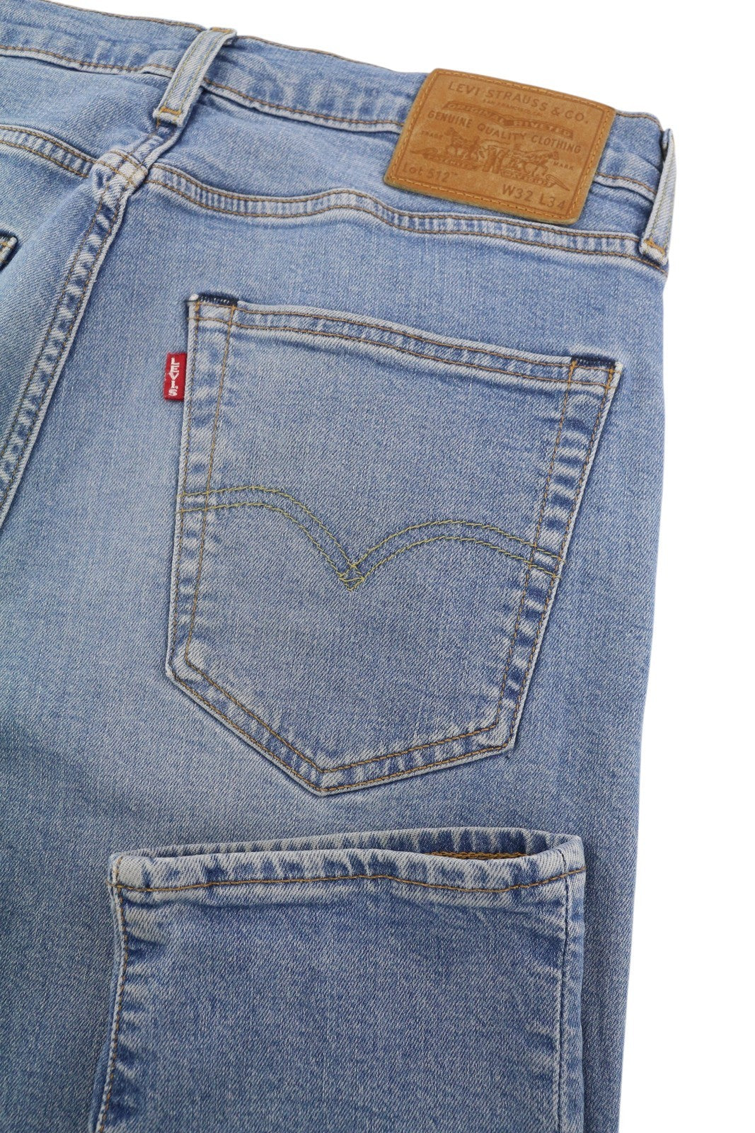 LEVI'S 512 Men's Jeans W32/L34 Blue Washed Slim Taper Big E Logo Denim