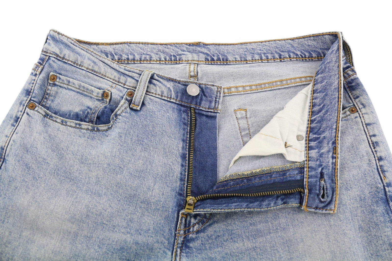 LEVI'S 514 Men's Jeans W33/L30 Blue Washed Straight Fit Denim Zip Pockets