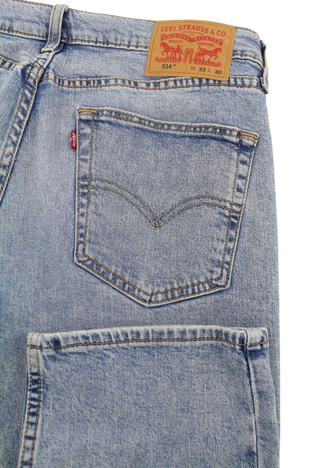 LEVI'S 514 Men's Jeans W33/L30 Blue Washed Straight Fit Denim Zip Pockets