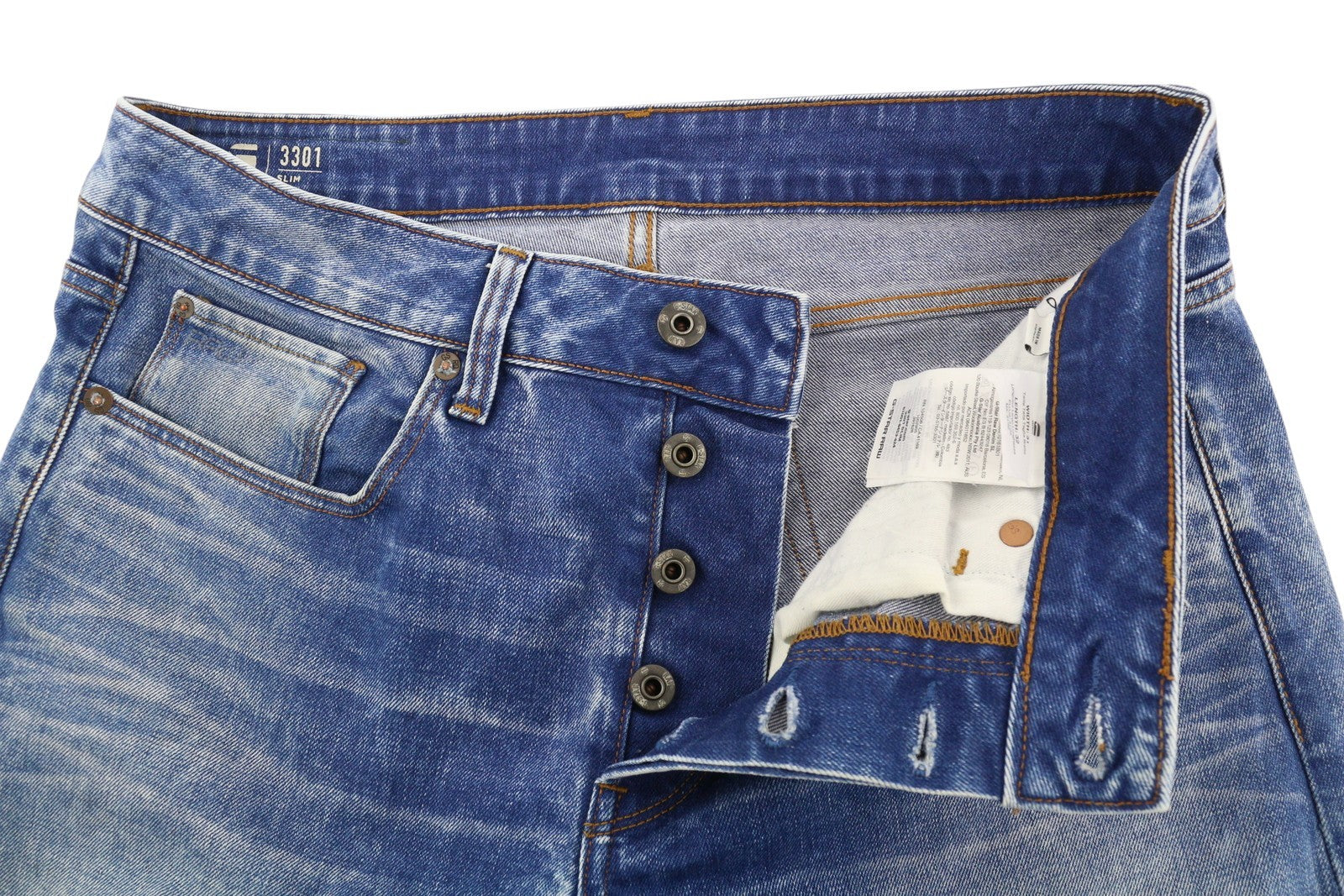 G-STAR 3301 Slim Men's Jeans W31/L32 Blue Denim Button Fly Logo 5 Pocket