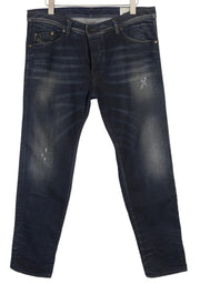 DIESEL Darron 0880F Men's Jeans W36/L32 Dark Blue Distressed Slim Taper Denim