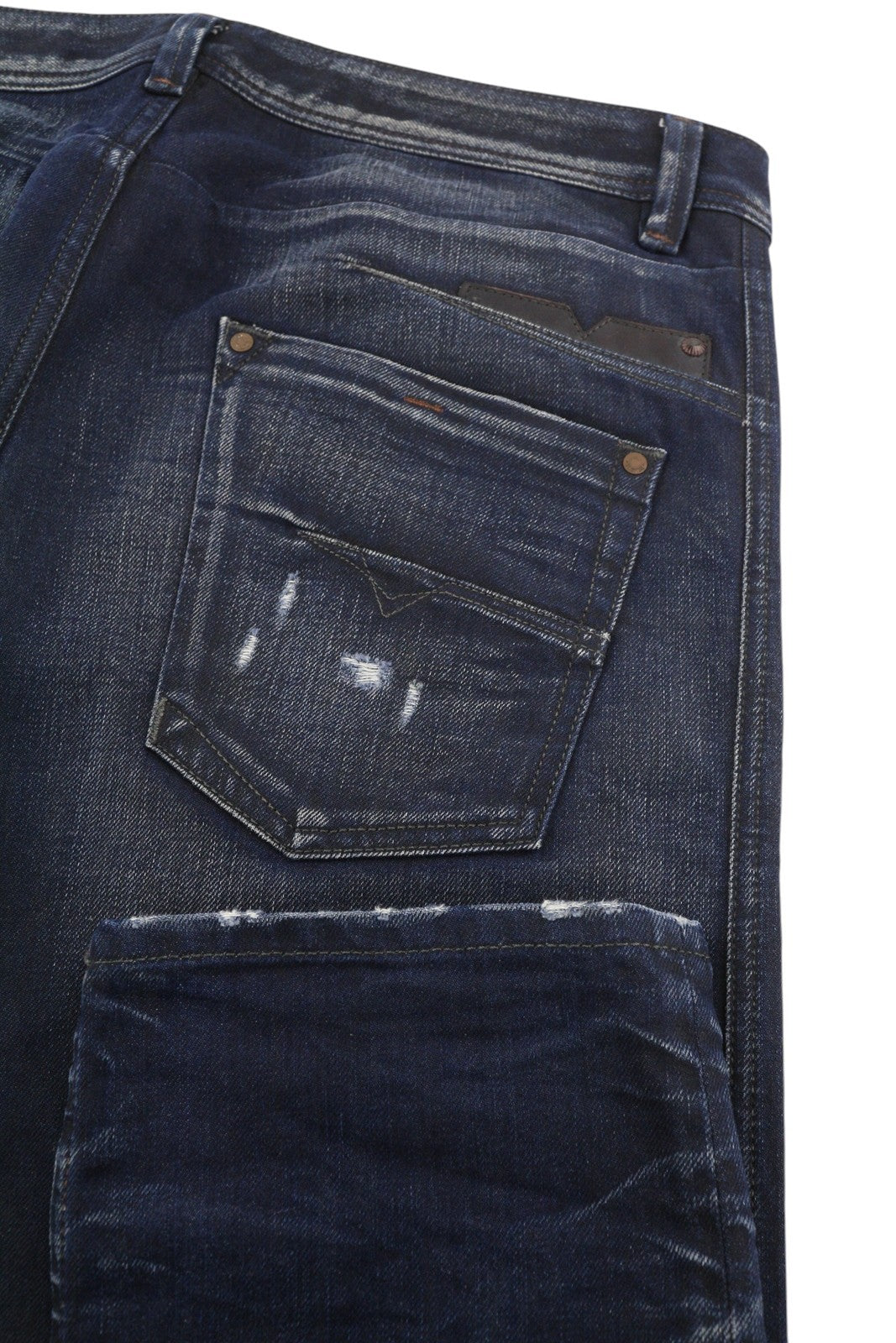 DIESEL Darron 0880F Men's Jeans W36/L32 Dark Blue Distressed Slim Taper Denim