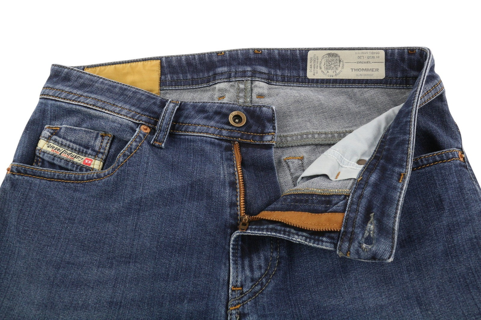 DIESEL Thommer 084BU Men Jeans W30/L30 Blue Washed Skinny Slim Stretch Denim