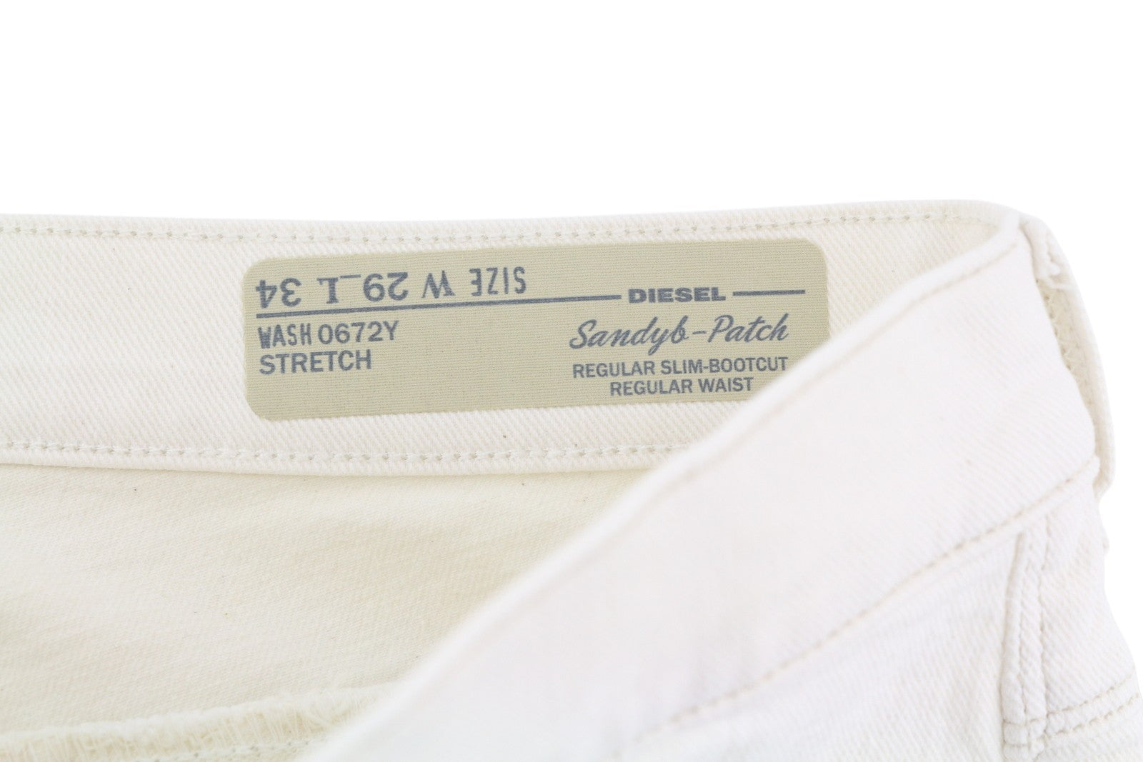 DIESEL Sandyb-Patch 0672Y Women's Jeans W29/L34 White Bootcut Stretch Denim
