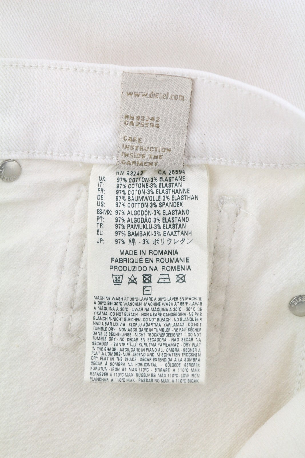 DIESEL Sandyb-Patch 0672Y Women's Jeans W29/L34 White Bootcut Stretch Denim