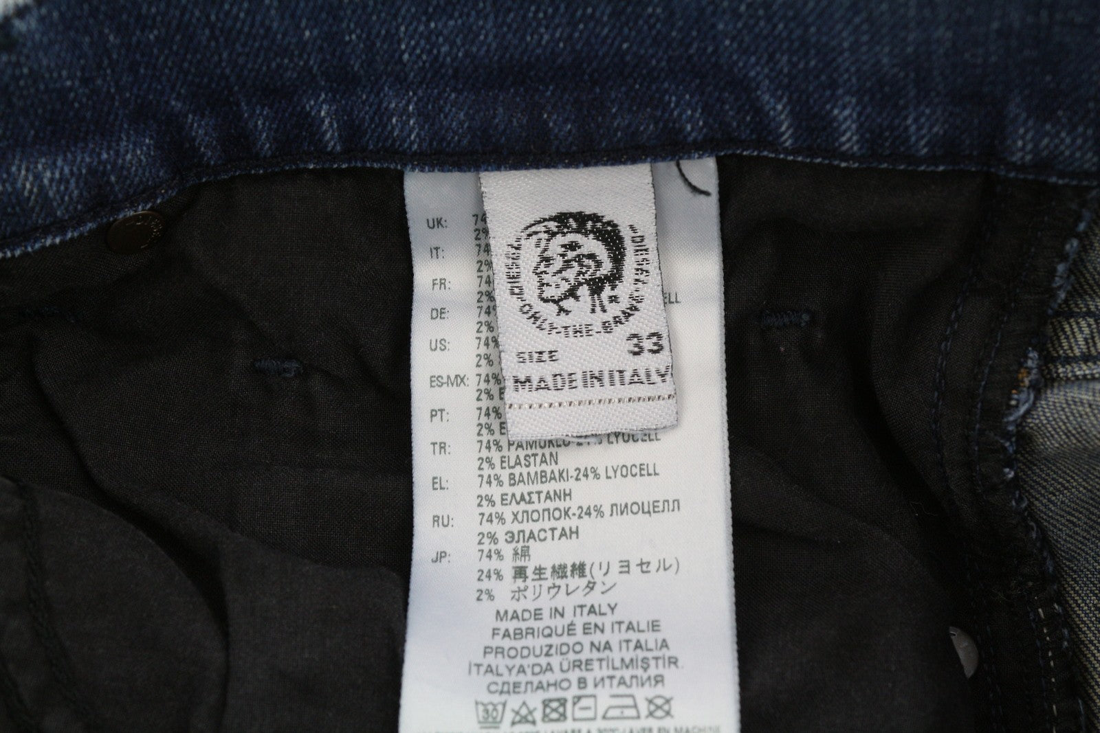 DIESEL D-Strukt 081AQ Men's Jeans W33/L32 Blue Stretch Tapered Distress Denim