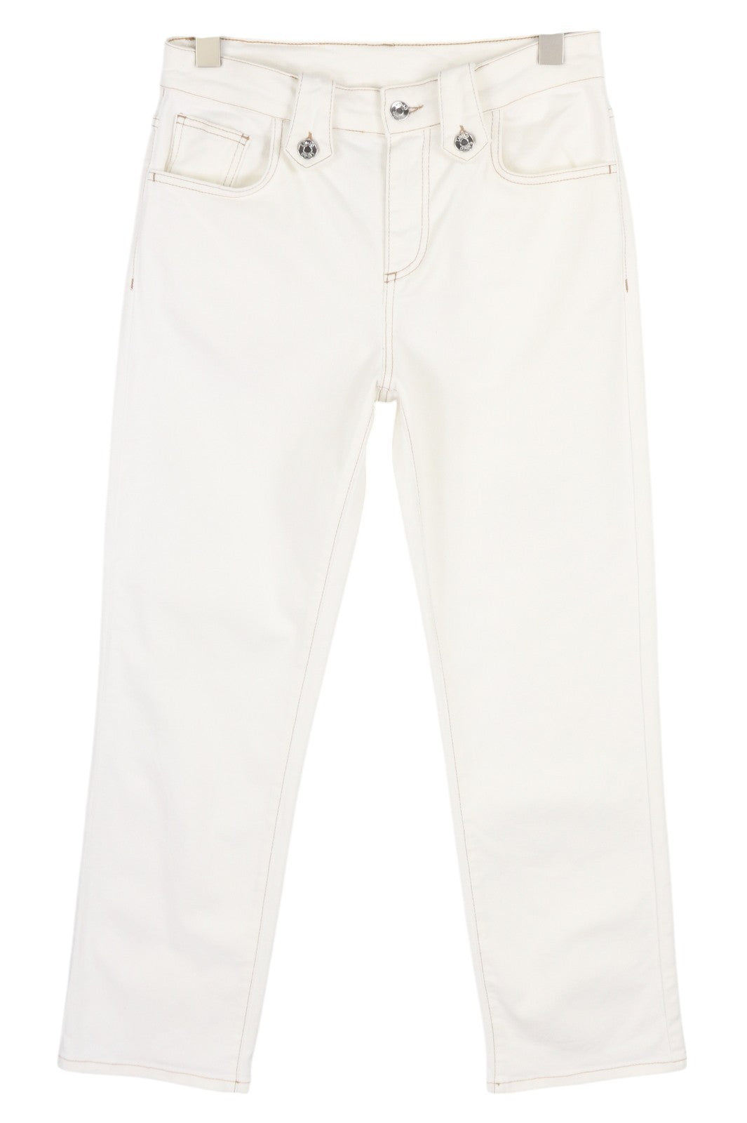 LIU JO Straight Frog Women's Jeans W28 White Denim Ankle Zip Fly 5 Pocket