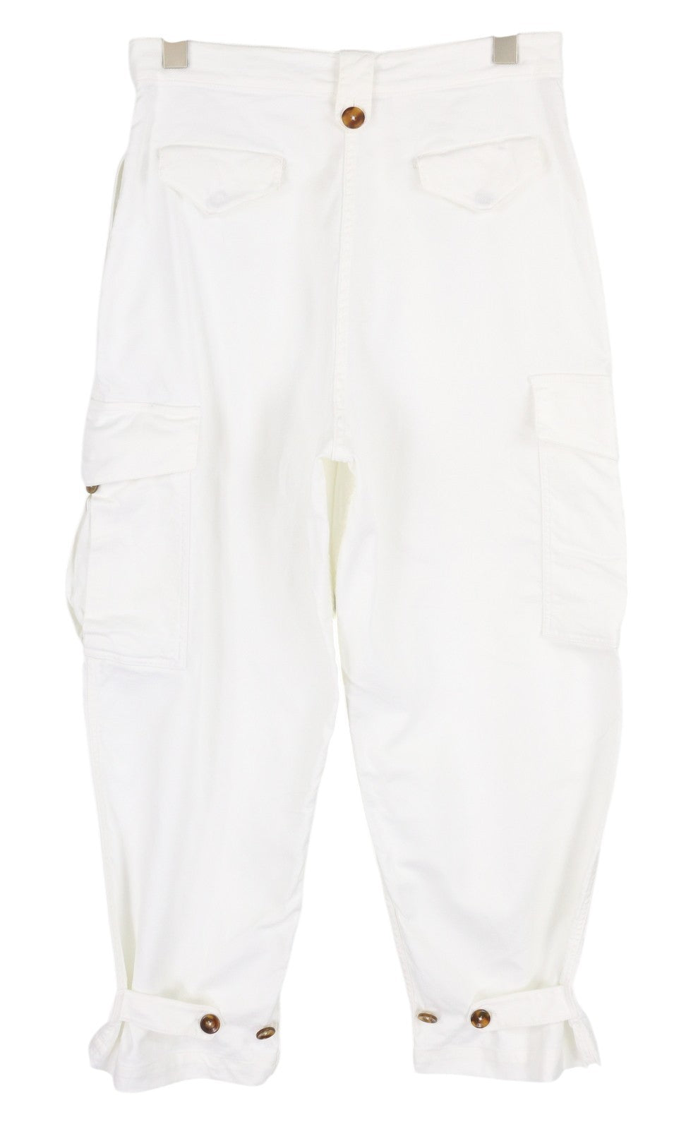 PT TORINO Zoe Women's Trousers 46 White Linen Blend High Waist Slim Cargo