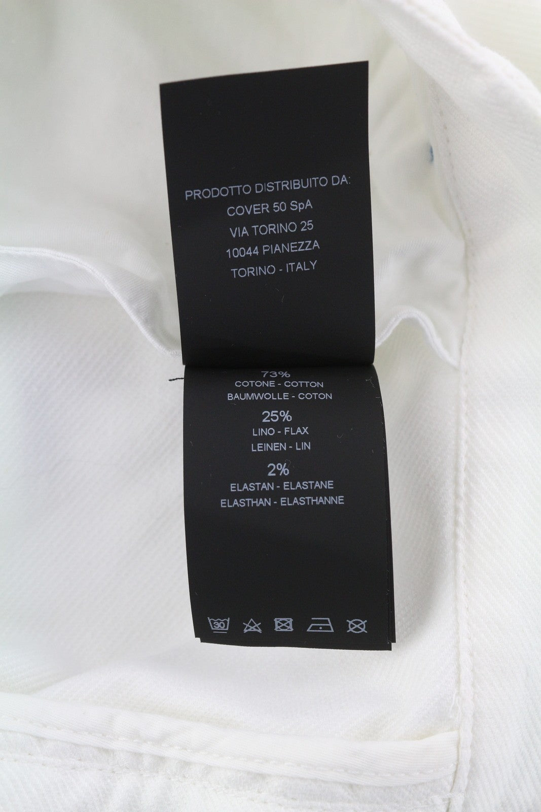 PT TORINO Zoe Women's Trousers 46 White Linen Blend High Waist Slim Cargo