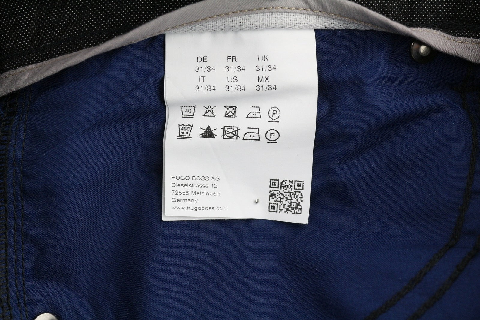 HUGO BOSS Maine1-10 Men's Trousers W31/L34 Black Slim Pattern Zip Fly Logo