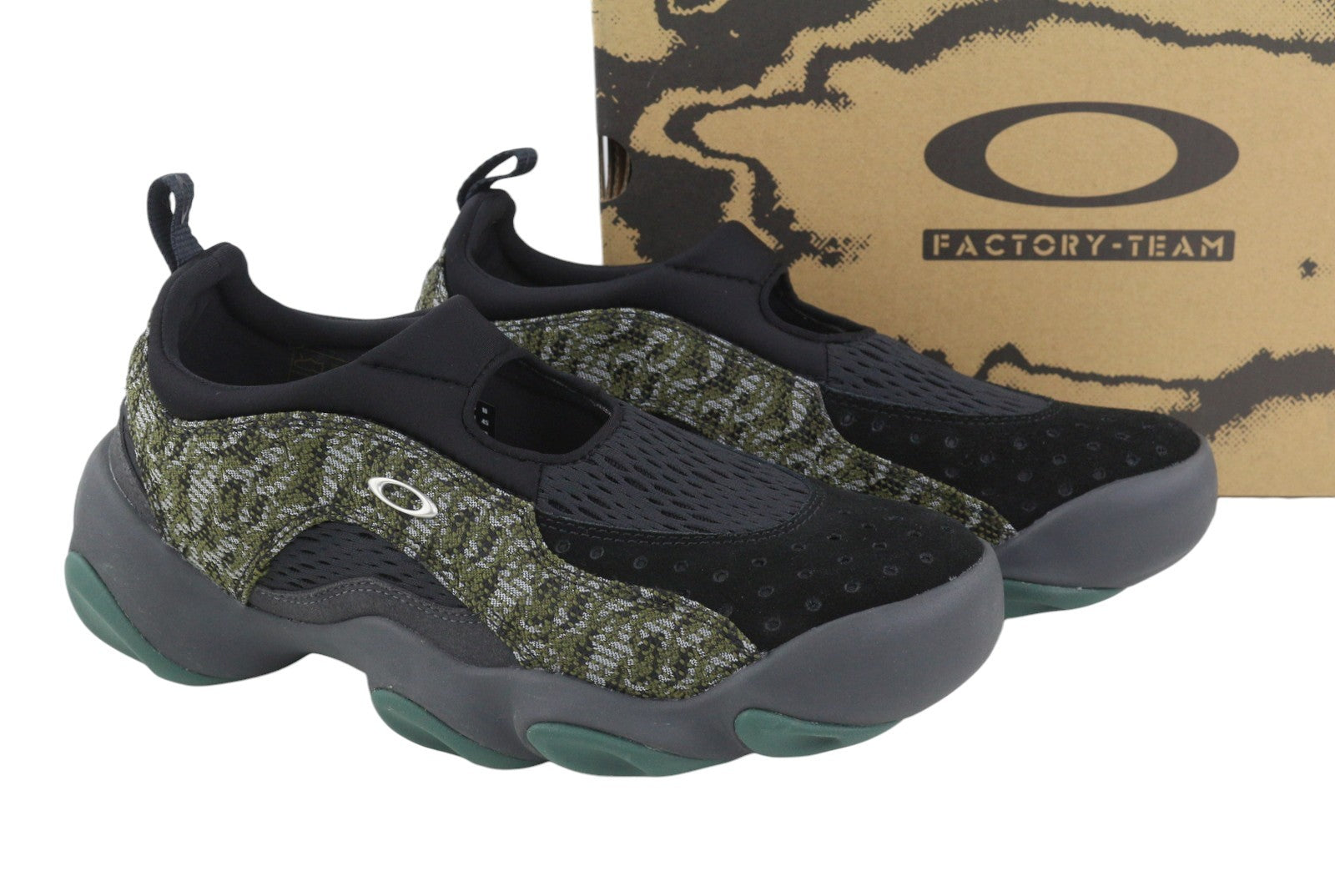 OAKLEY Factory Team Jacquard Flesh Men Sandals EU45 Camo Black Ortholite RRP235