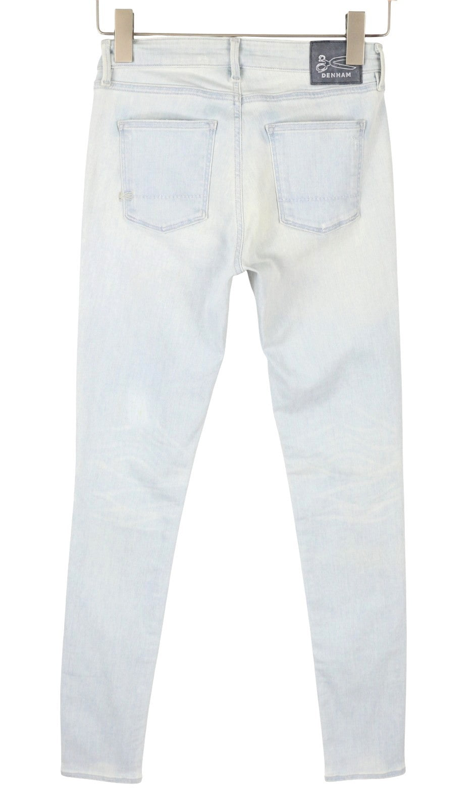 DENHAM Spray Women Jeans W26/L32 Blue Faded Distress Stretch Super Tight Fit