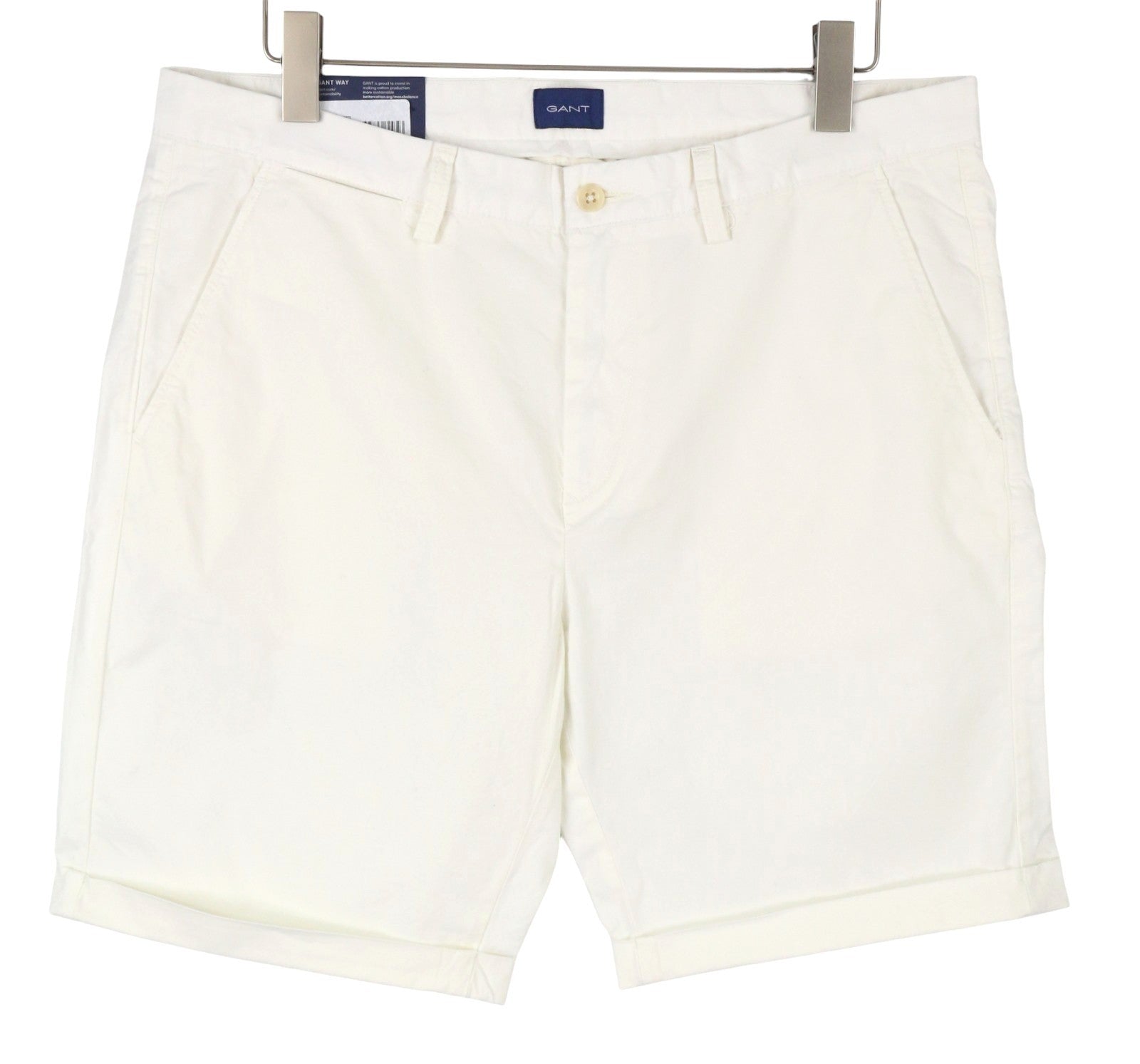 GANT Allister Sunfaded Men Shorts W36 Caulk White Regular Turn-Up Zip Chino
