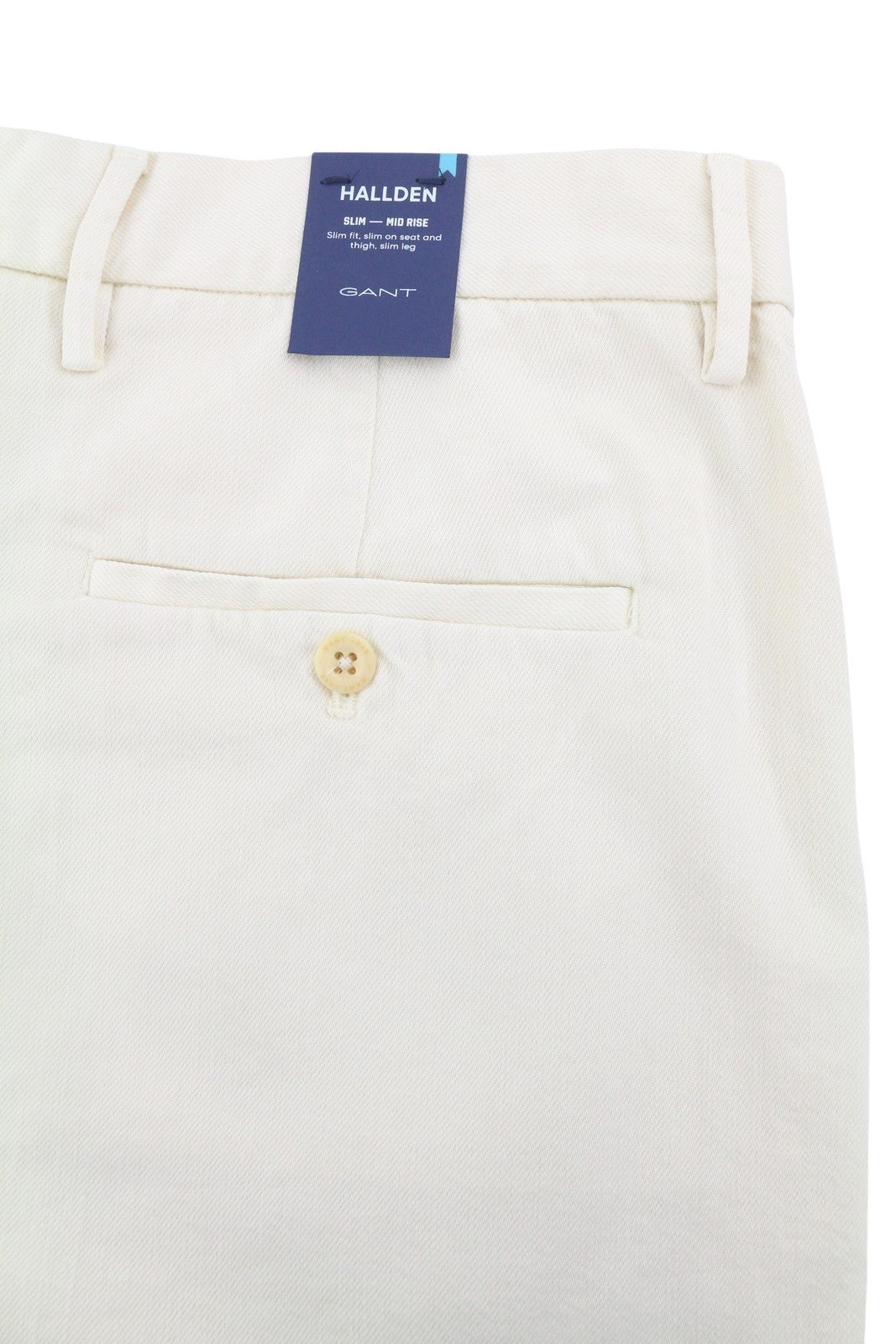 GANT Hallden Men Shorts W33 Caulk White Tailored Volume Slim Fit Mid Rise Chino