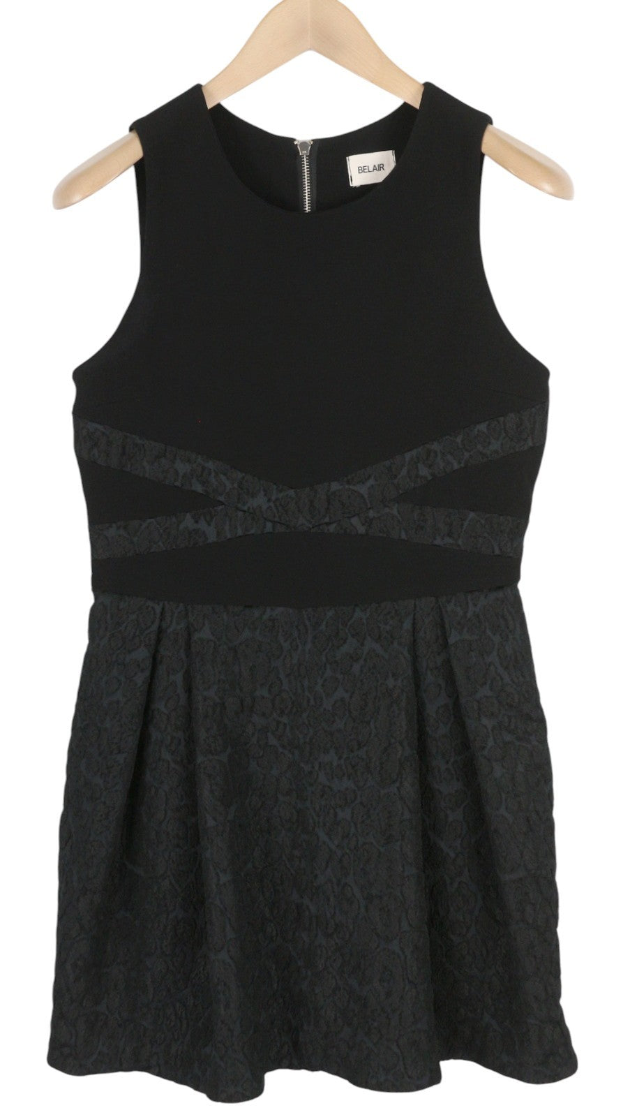 BEL AIR Women's Dress 3 Black Sleeveless Crew Neck Lined Pleated Mini Style