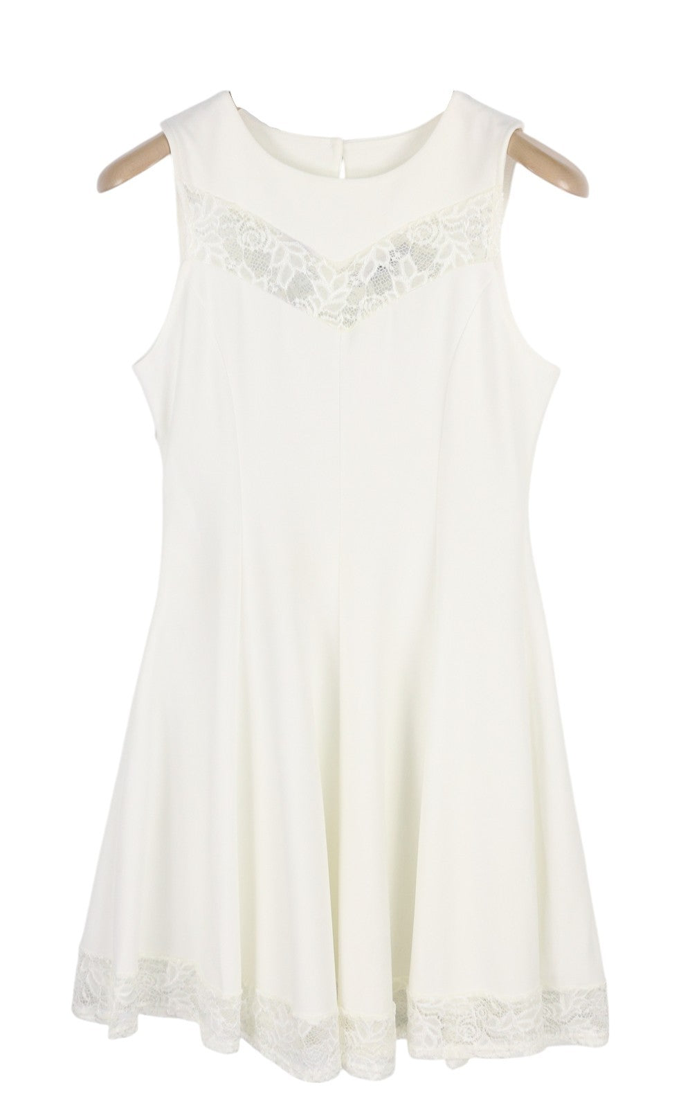 MANOUKIAN Women's Dress OS White Sleeveless Lace Trim Lined Lightweight