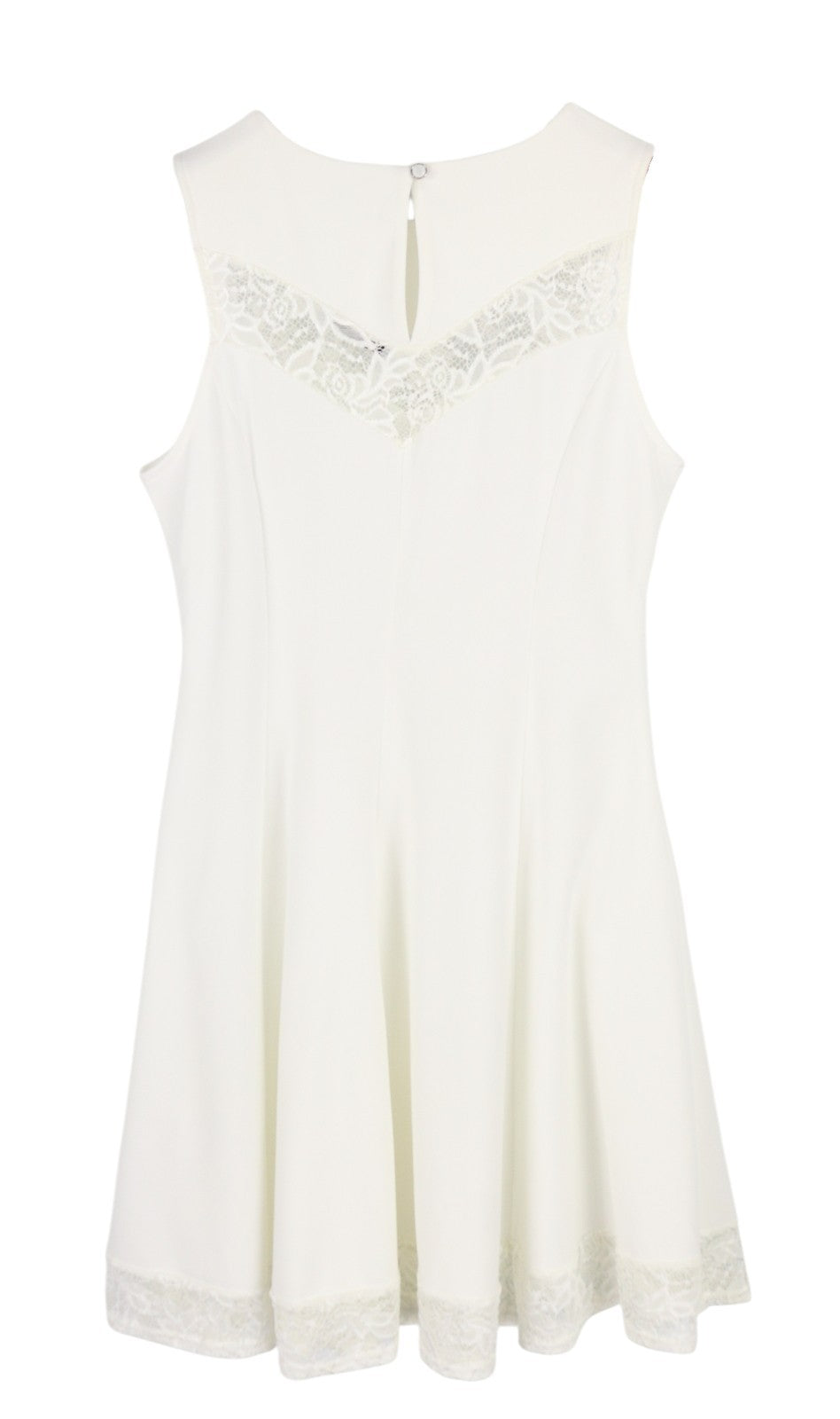 MANOUKIAN Women's Dress OS White Sleeveless Lace Trim Lined Lightweight