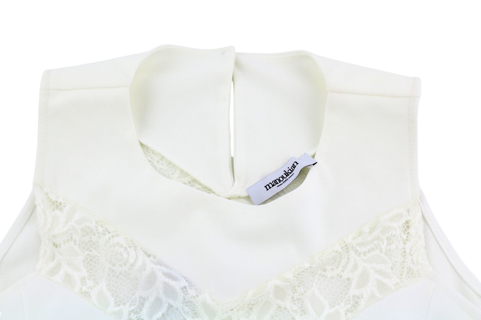 MANOUKIAN Women's Dress OS White Sleeveless Lace Trim Lined Lightweight