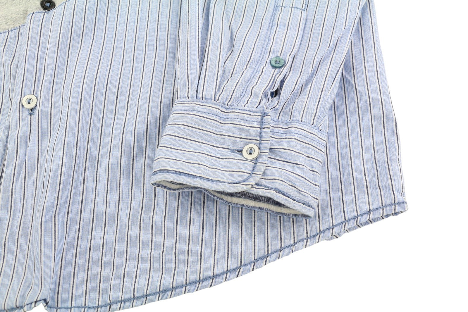 DESIGUAL Men's Shirt L Blue Pattern Casual Spread Collar Button Front