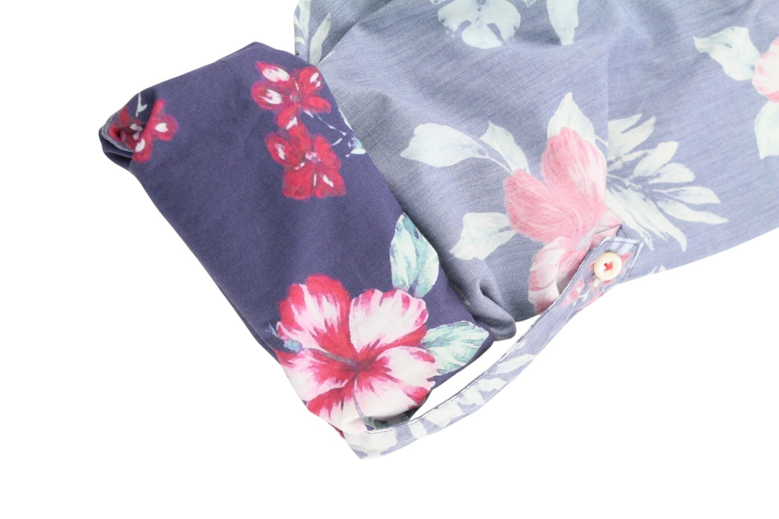 TOMMY HILFIGER New York Fit Men's Shirt S Floral Roll Sleeve Casual