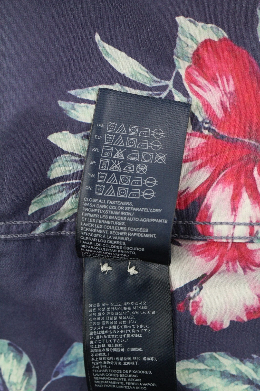 TOMMY HILFIGER New York Fit Men's Shirt S Floral Roll Sleeve Casual