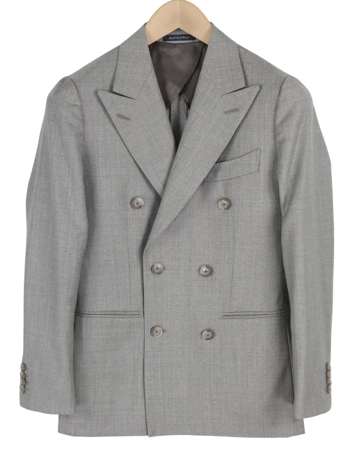 SUITSUPPLY La Spalla Men's Blazer UK30R Grey Wool Double Breasted Peak