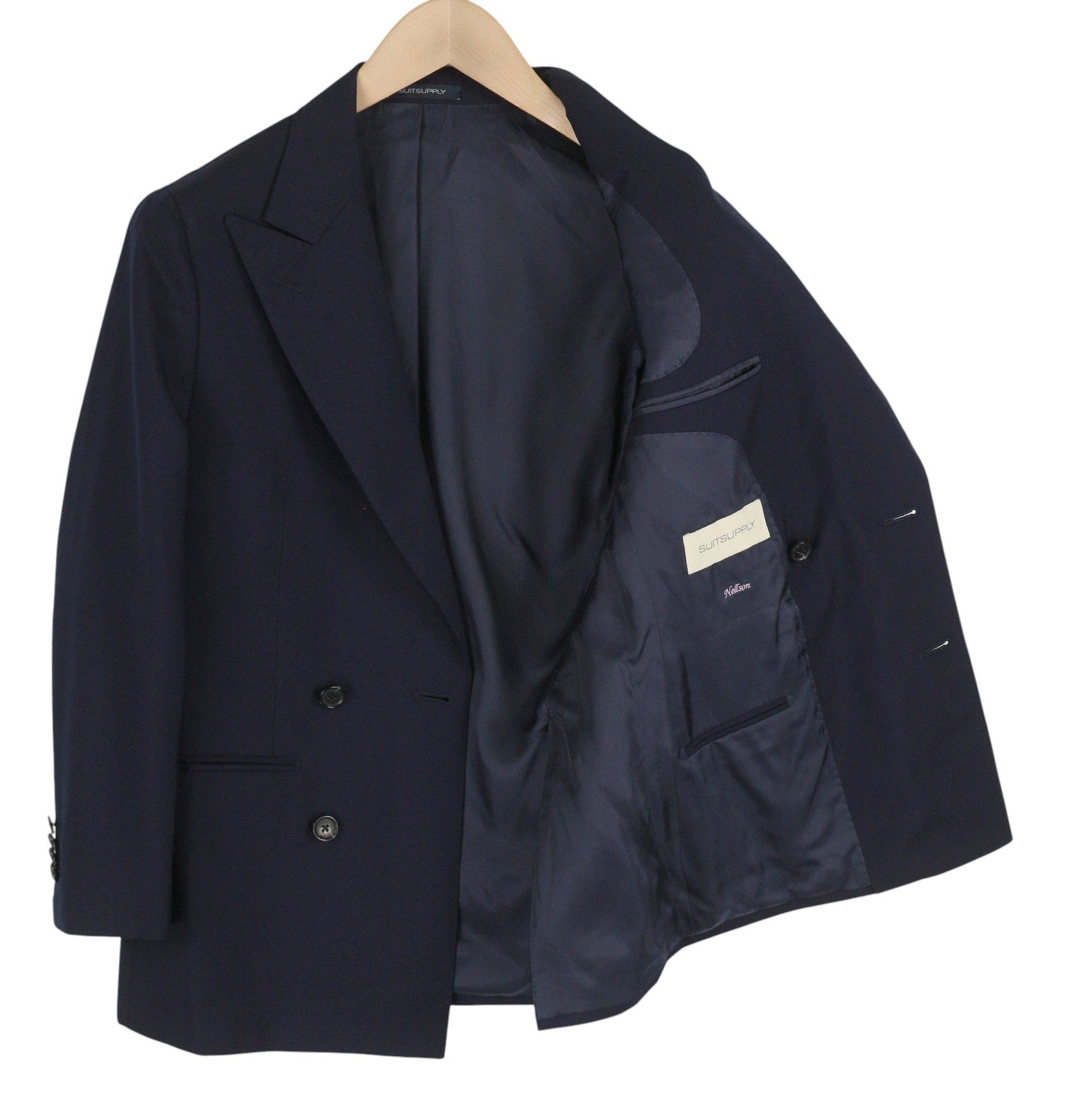 SUITSUPPLY La Spalla Men's Blazer UK30R Navy Wool Double Breasted Peak Lapel