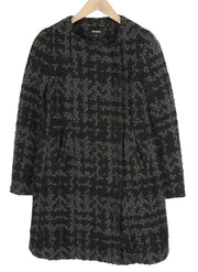 DESIGUAL Women's Coat EU38 Wool Blend Zip Front Patterned Mid Length
