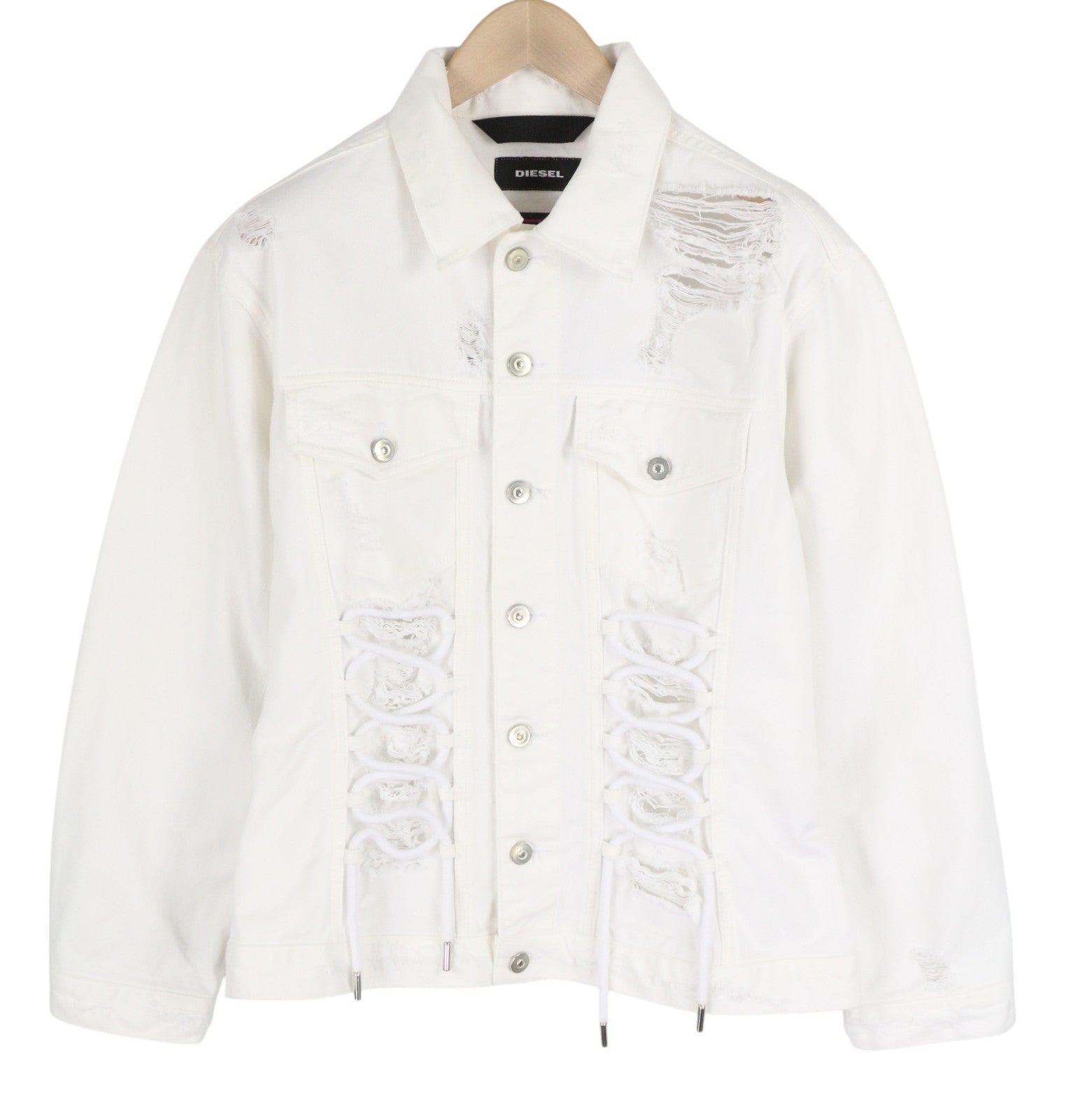 DIESEL Electronic Tekno Ravers Women's Jacket S White Distressed Denim