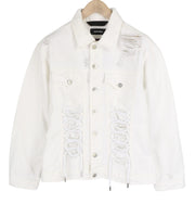 DIESEL Electronic Tekno Ravers Women's Jacket S White Distressed Denim