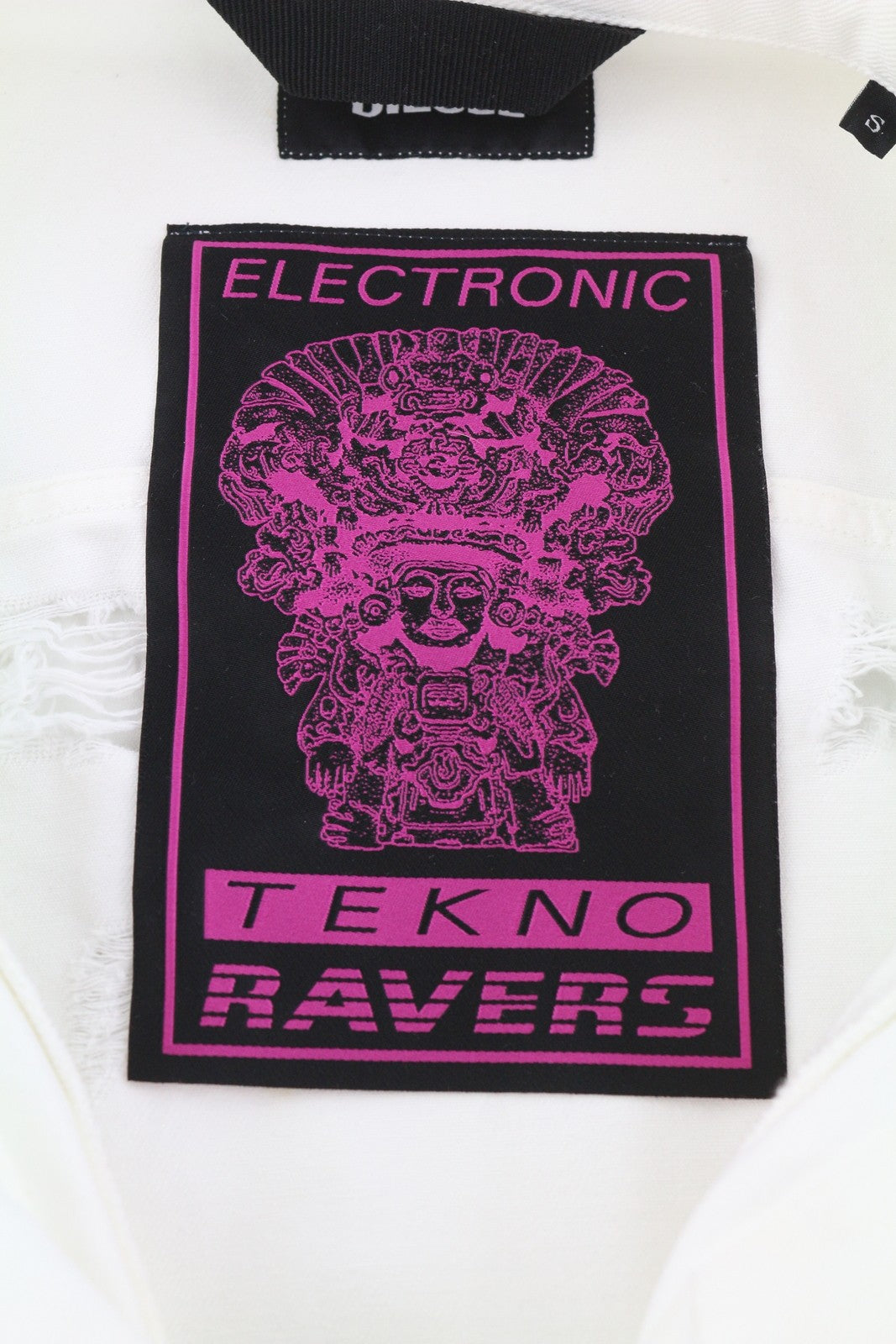 DIESEL Electronic Tekno Ravers Women's Jacket S White Distressed Denim