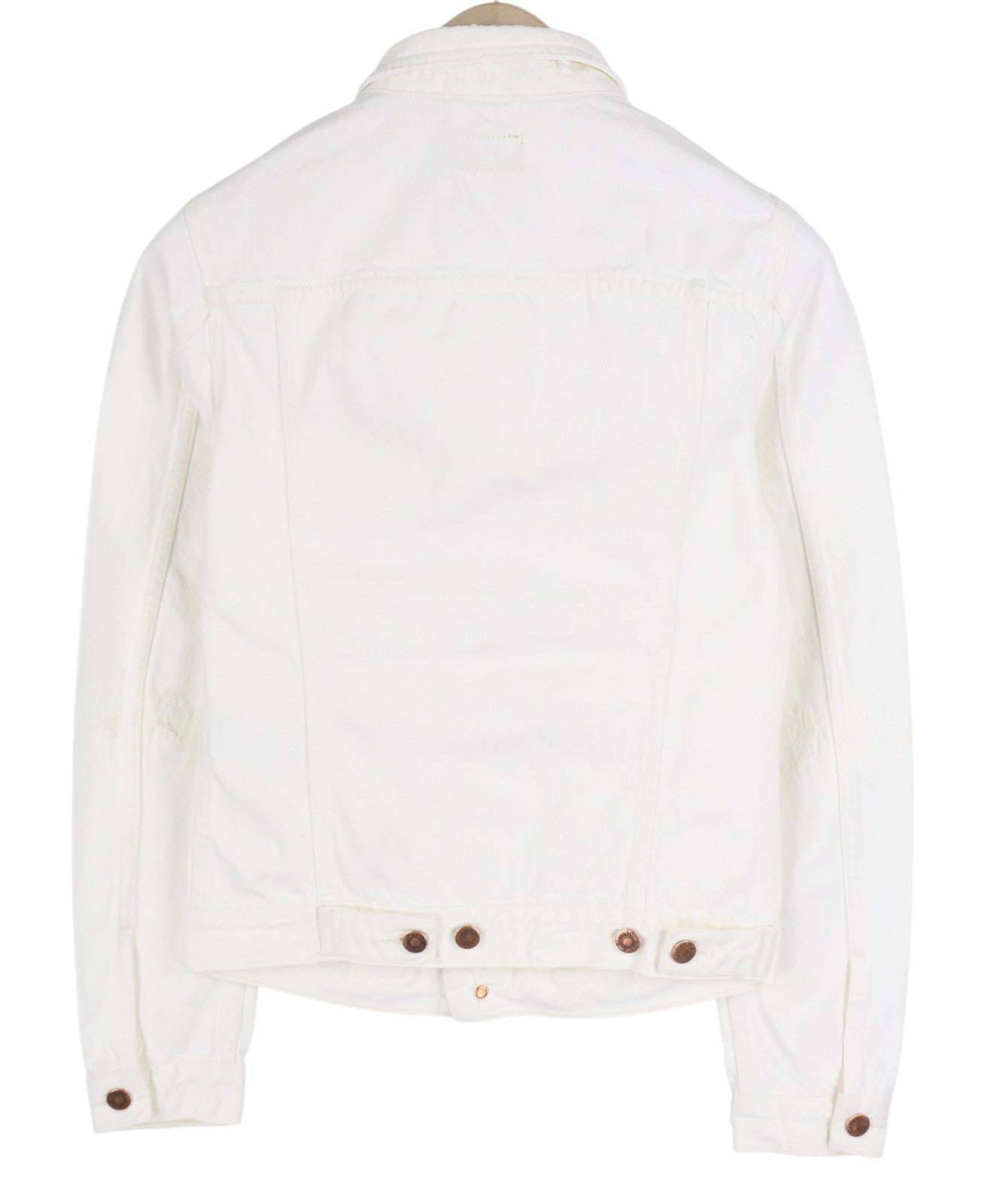 NUDIE JEANS Billy Men's Jacket XS Pitch White Worn Denim Buttoned