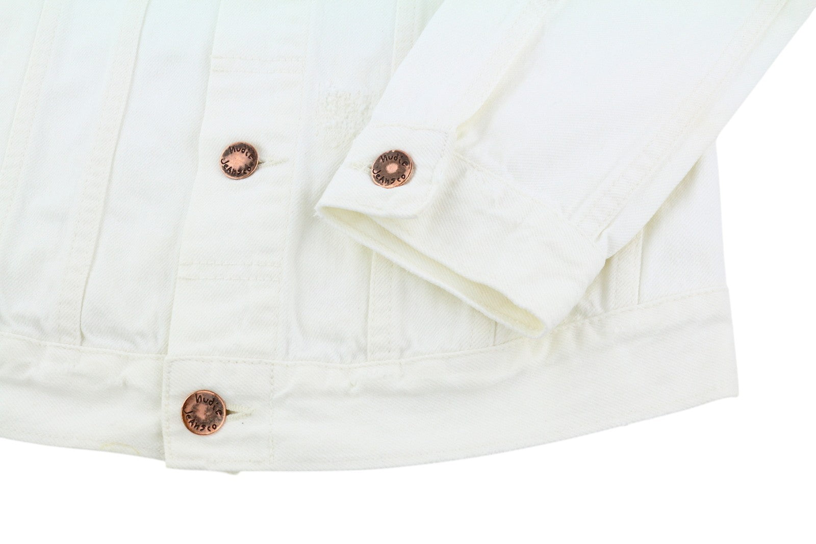 NUDIE JEANS Billy Men's Jacket XS Pitch White Worn Denim Buttoned