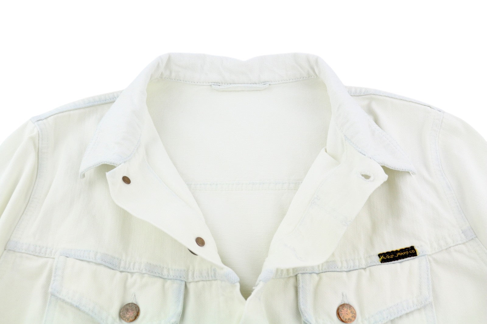 NUDIE JEANS Terry Men's Jacket XL White Denim Extreme Bleach Button