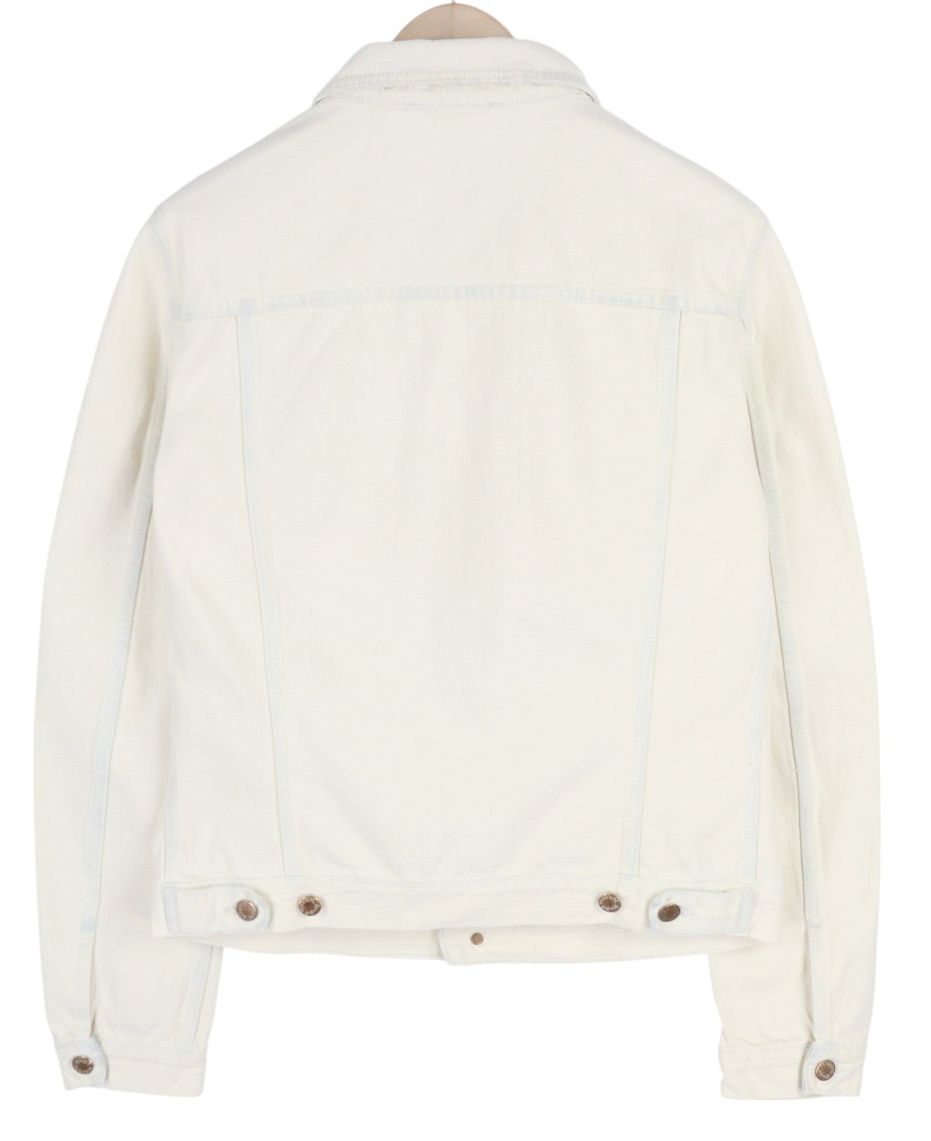 NUDIE JEANS Terry Men's Jacket L Bleached White Denim Polo Collar