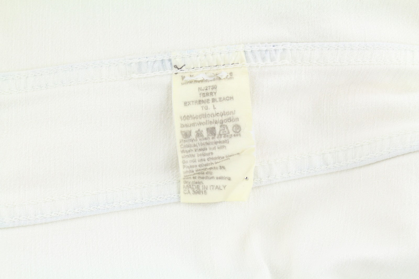 NUDIE JEANS Terry Men's Jacket L Bleached White Denim Polo Collar