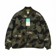 AIGLE Morister Men Jacket M Camouflage Padded Full Zip Button Up Bomber