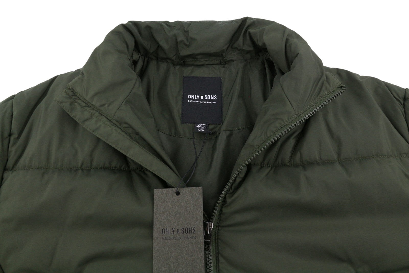 ONLY & SONS Onspeter Highneck Men Jacket M Dark Green Quilted Padded Full Zip