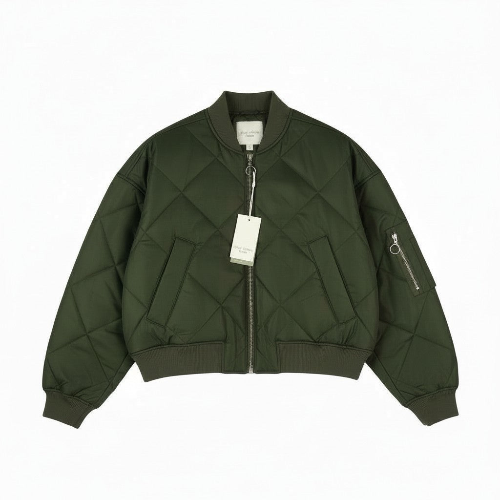 MARC O'POLO Women Jacket M Olive Grey Oversized Padded Quilted Bomber