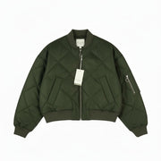 MARC O'POLO Women Jacket M Olive Grey Oversized Padded Quilted Bomber