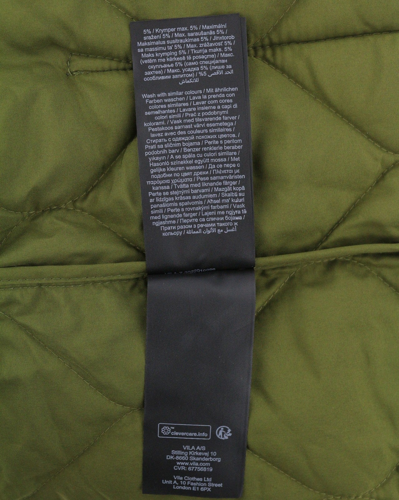 VILA Butta Collar Women Jacket EU38 Green Oversized Padded Quilted Lightweight