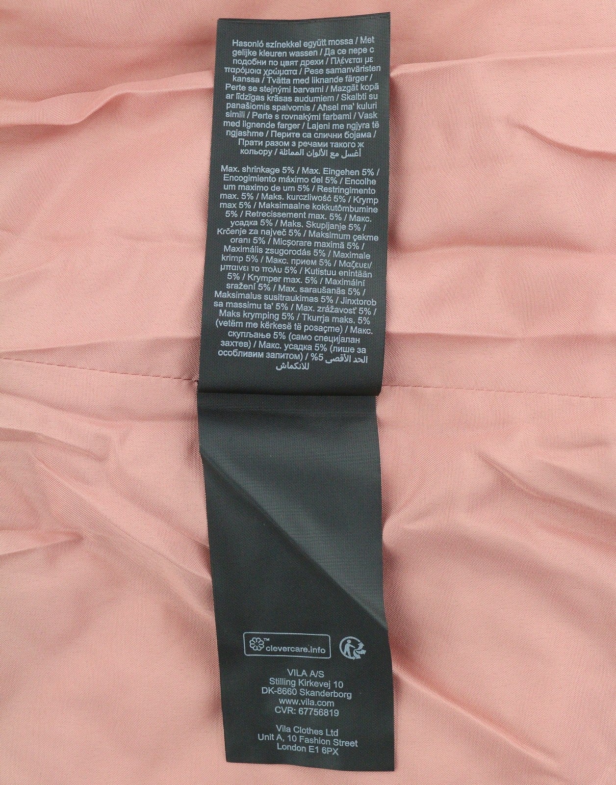 VILA Sassy Women Jacket EU36 Pink Quilted Padded Asymmetrical Zip Lightweight